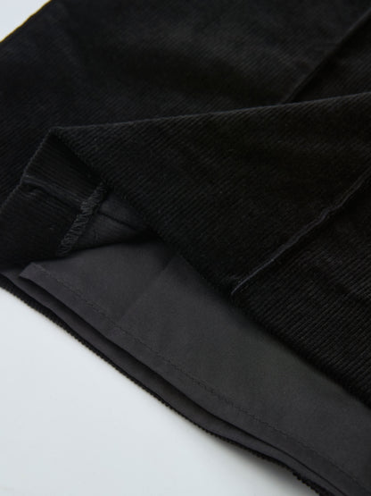 Chain Detail Corduroy Skirt - Black