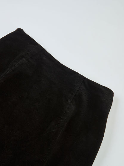 Chain Detail Corduroy Skirt - Black