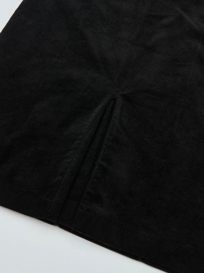 Chain Detail Corduroy Skirt - Black