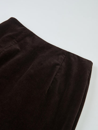 Chain Detail Corduroy Skirt - Brown