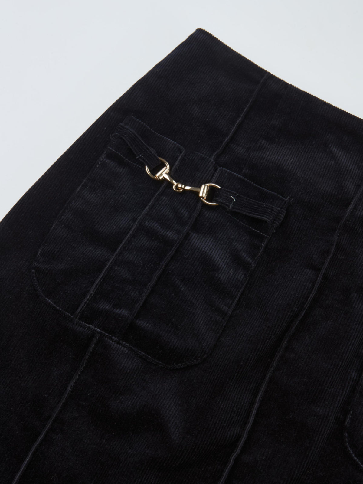 Chain Detail Corduroy Skirt - Navy