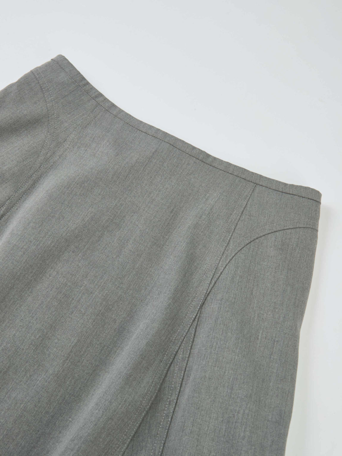 High Waisted Seamed Skirt - Grey