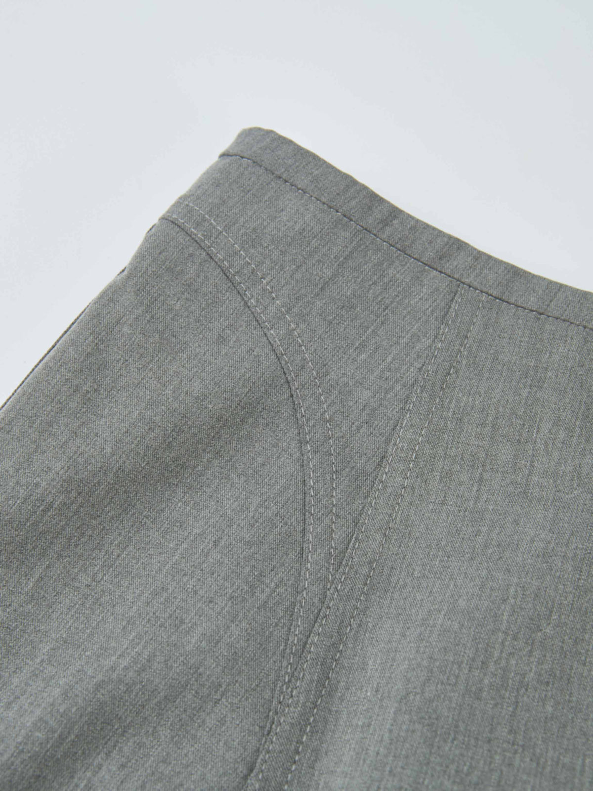 High Waisted Seamed Skirt - Grey
