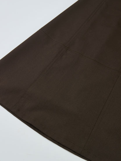 High Waisted Seamed Skirt - Chocolate Brown