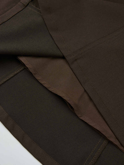 High Waisted Seamed Skirt - Chocolate Brown