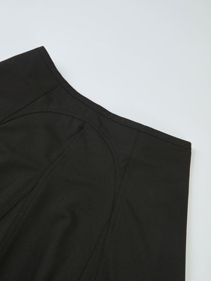 High Waisted Seamed Skirt - Black