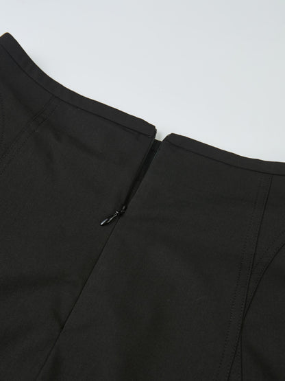 High Waisted Seamed Skirt - Black