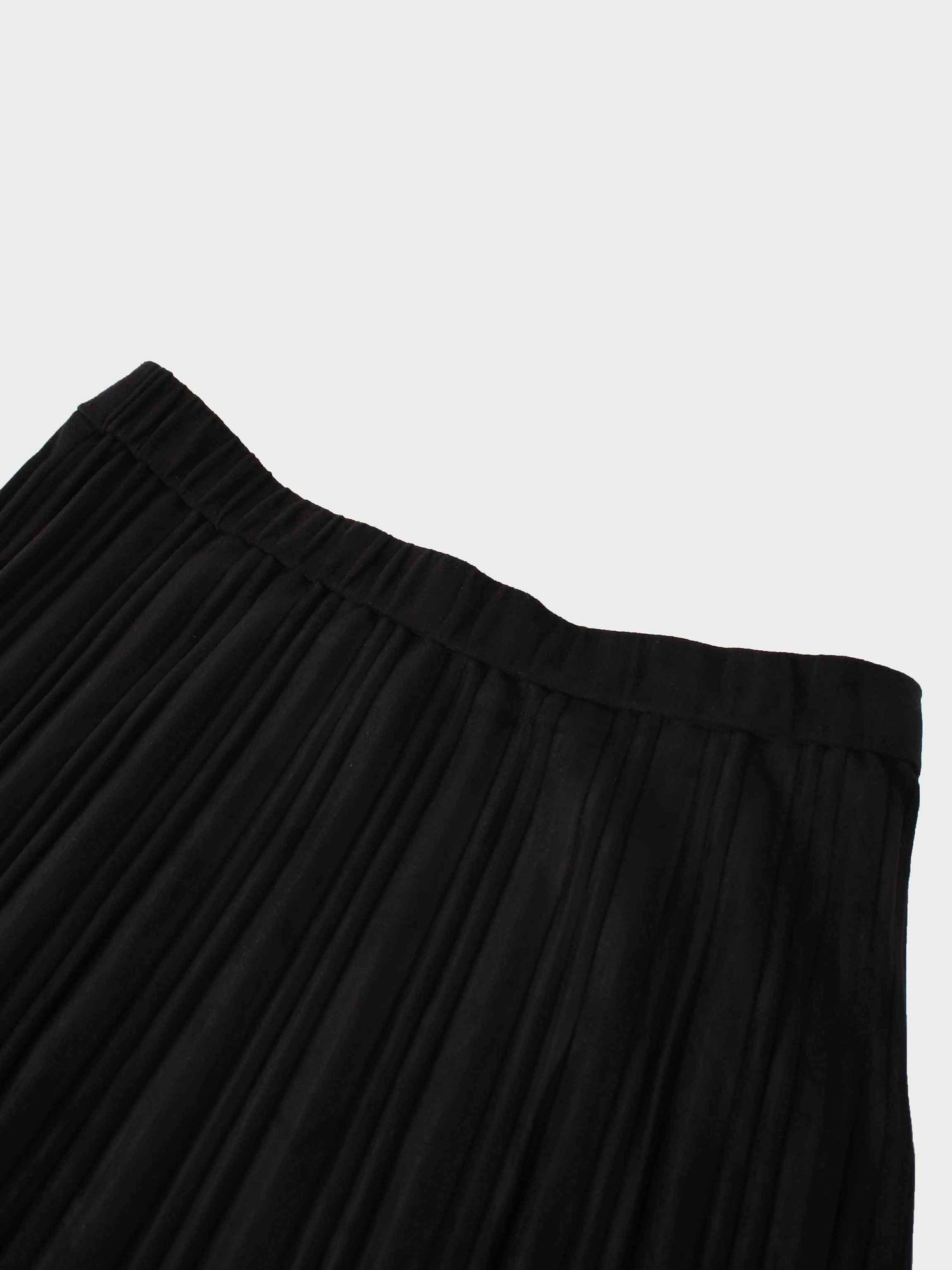 Pleated Suede Skirt 37&quot;-Black