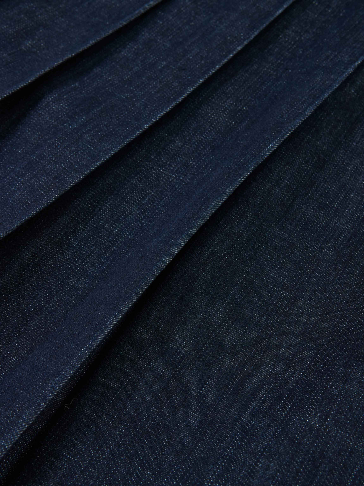 Faux Wrap Pleat Denim Skirt - Blue