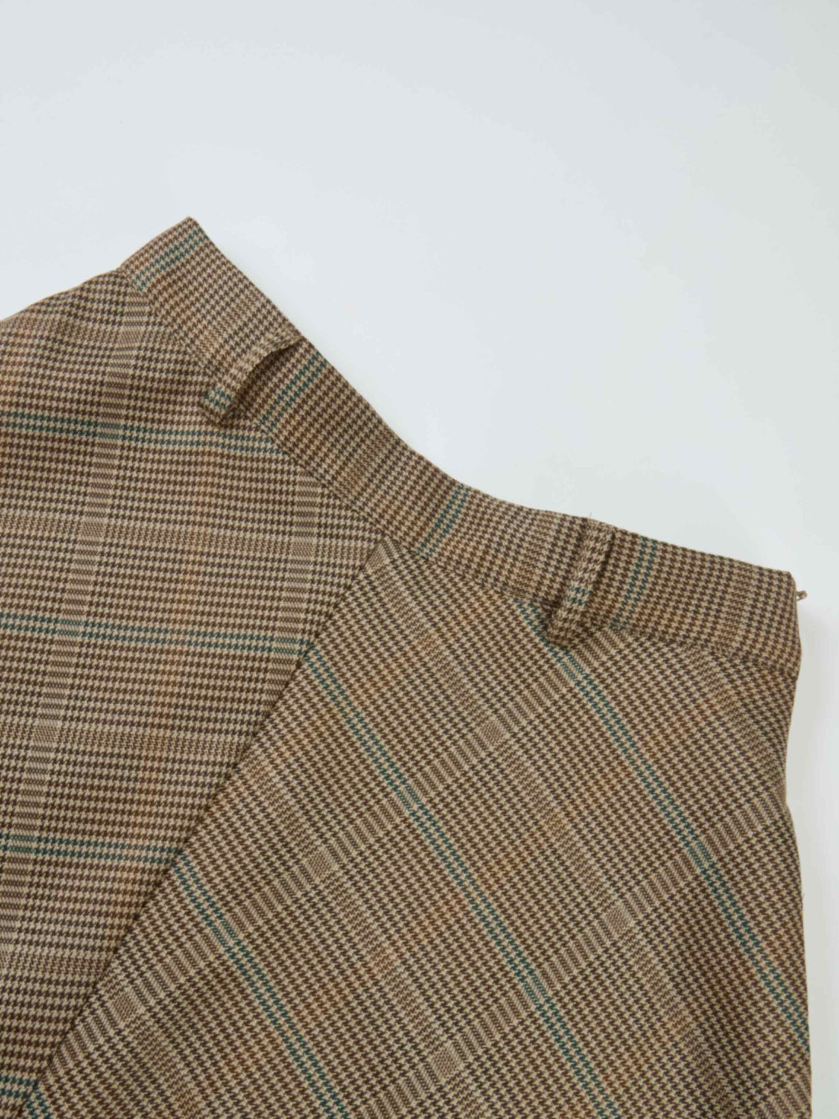 Full Circle Waisted Skirt - Brown Herringbone Plaid