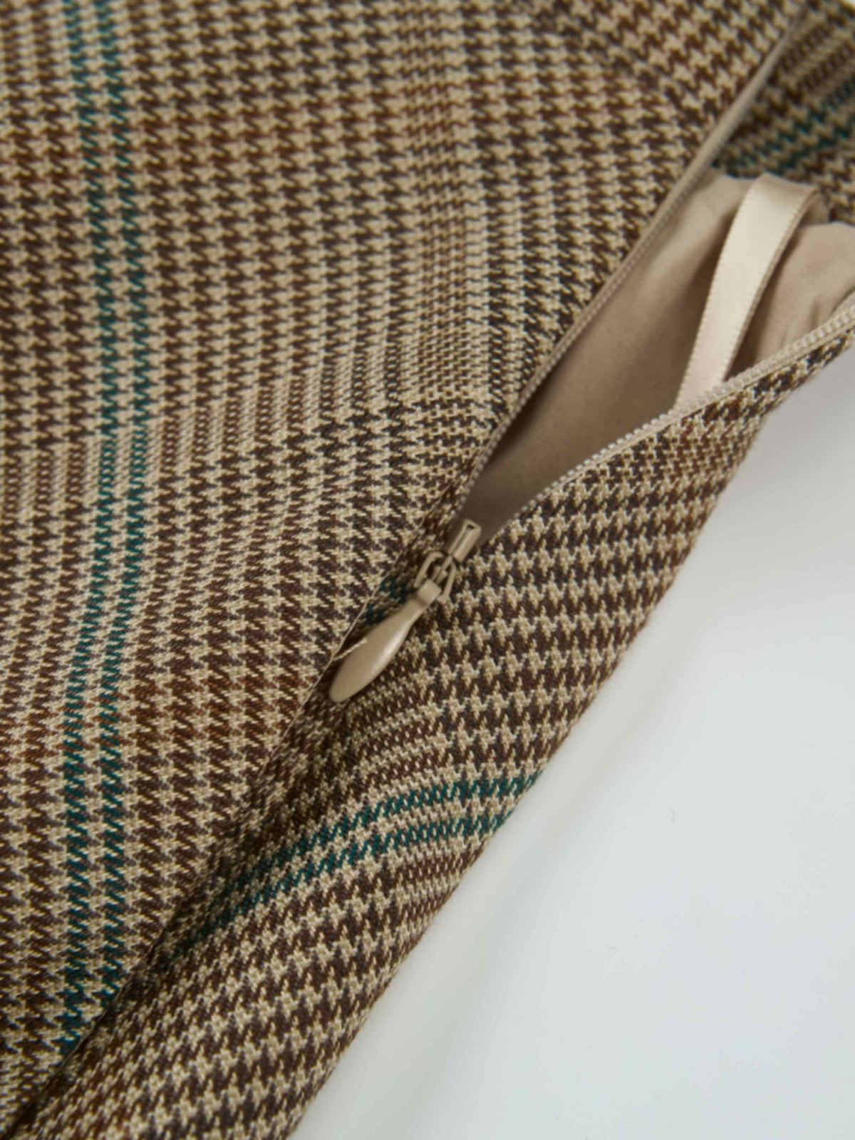Full Circle Waisted Skirt - Brown Herringbone Plaid