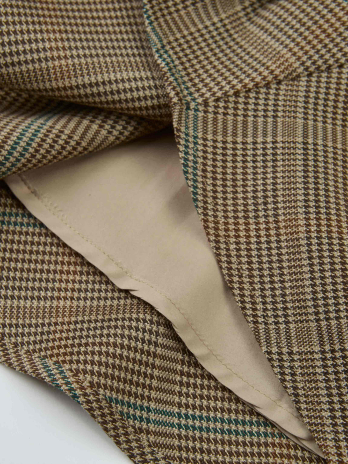 Full Circle Waisted Skirt - Brown Herringbone Plaid