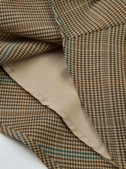 Full Circle Waisted Skirt - Brown Herringbone Plaid