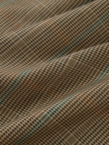 Full Circle Waisted Skirt - Brown Herringbone Plaid