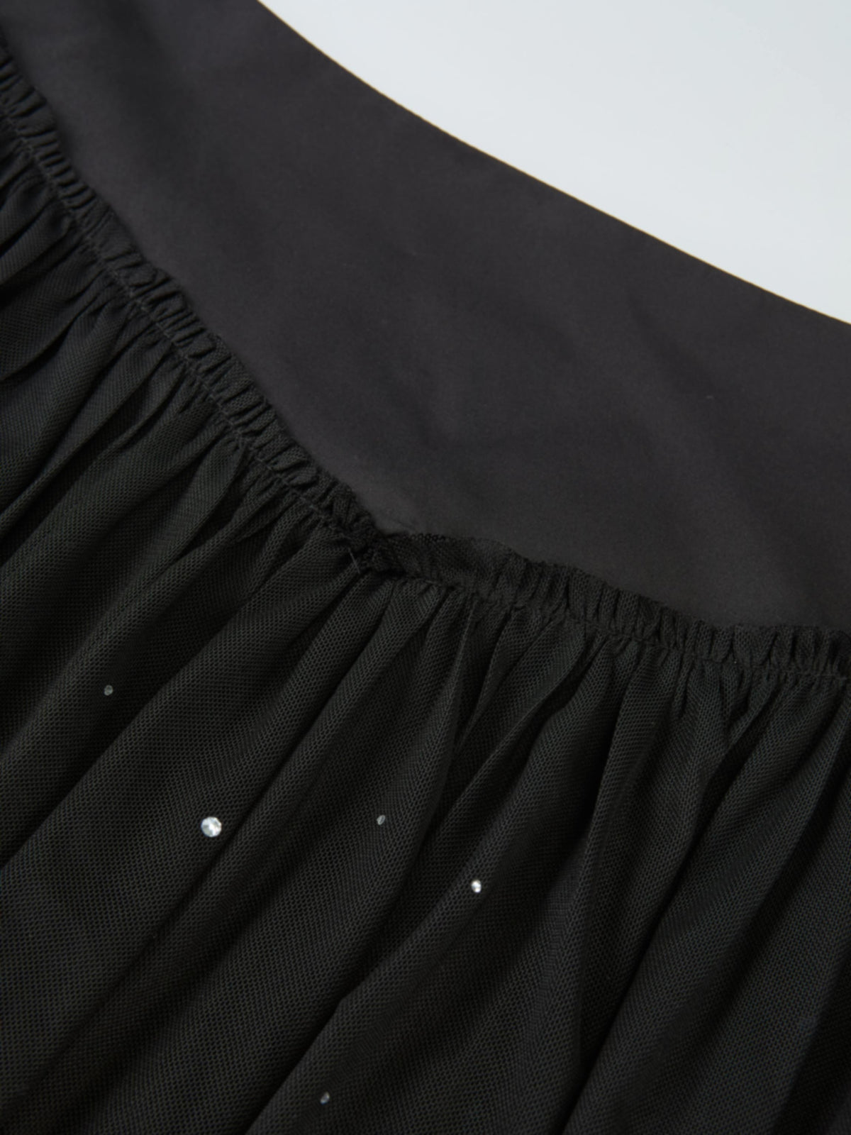 Rhinestone Embellished Mesh Skirt - Black