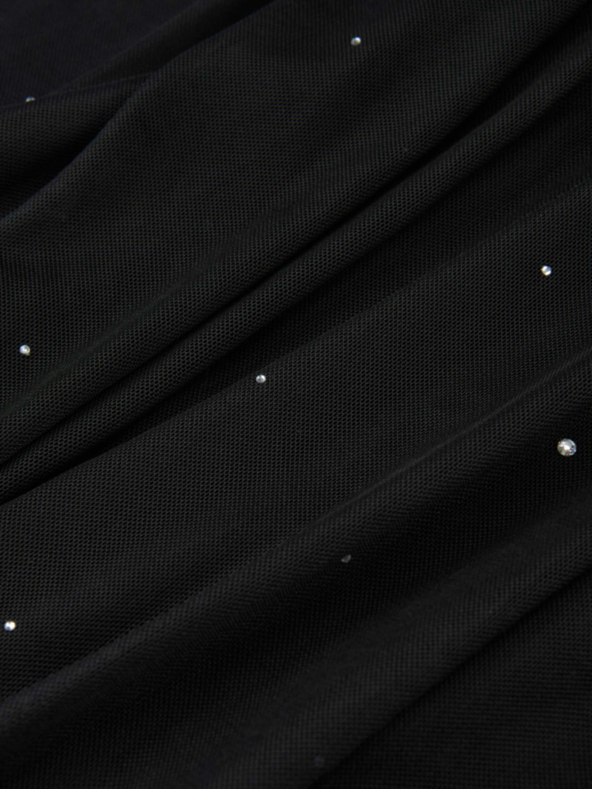Rhinestone Embellished Mesh Skirt - Black