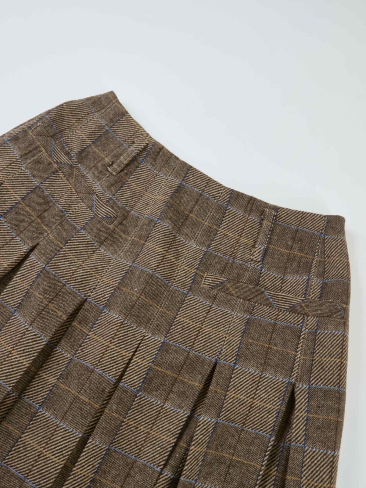 Plaid Pleat Pocket Skirt - Brown Plaid
