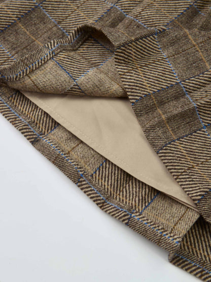 Plaid Pleat Pocket Skirt - Brown Plaid