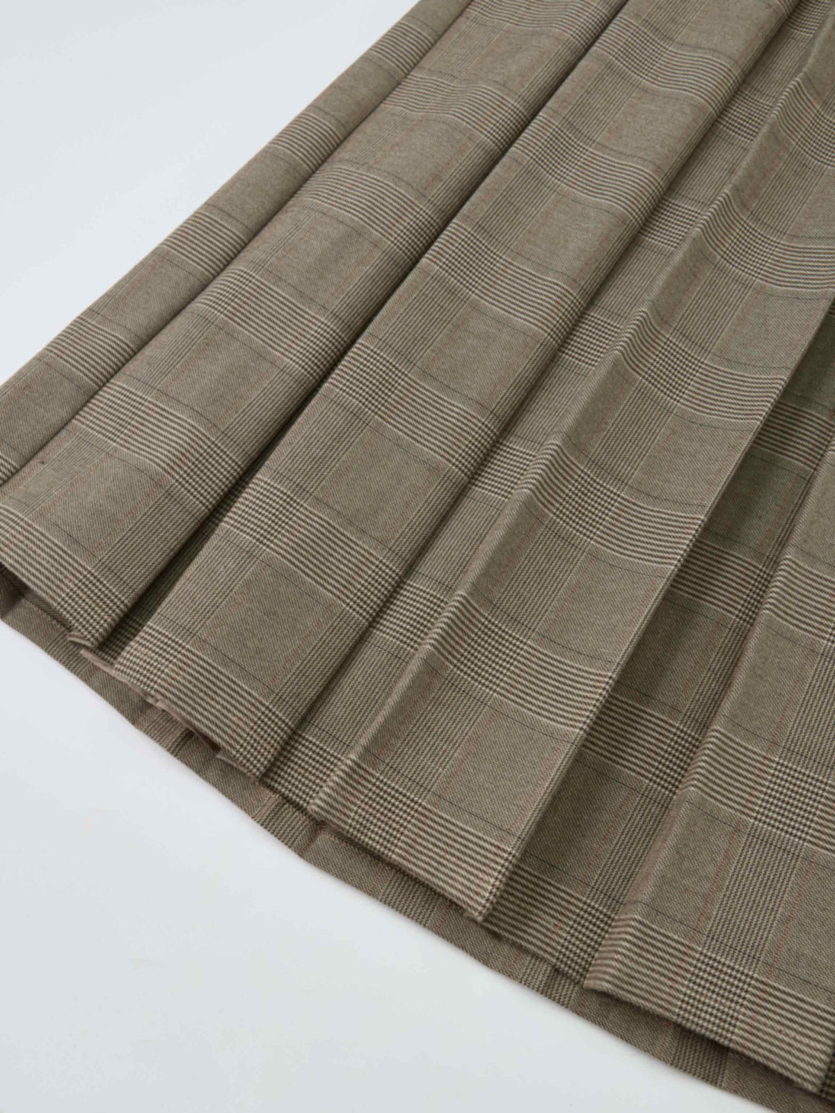 Pocket Design Yoke Pleated Skirt - Black/Tan Plaid