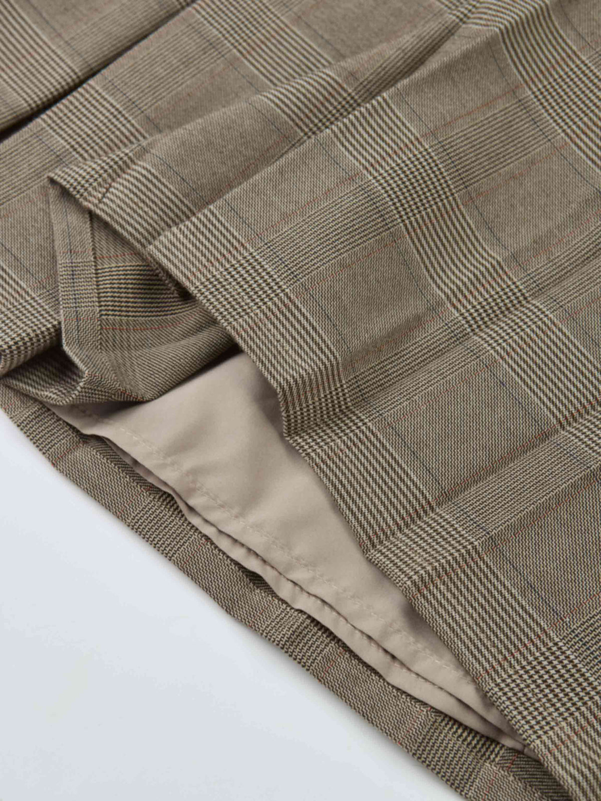 Pocket Design Yoke Pleated Skirt - Black/Tan Plaid