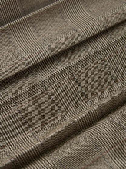 Pocket Design Yoke Pleated Skirt - Black/Tan Plaid