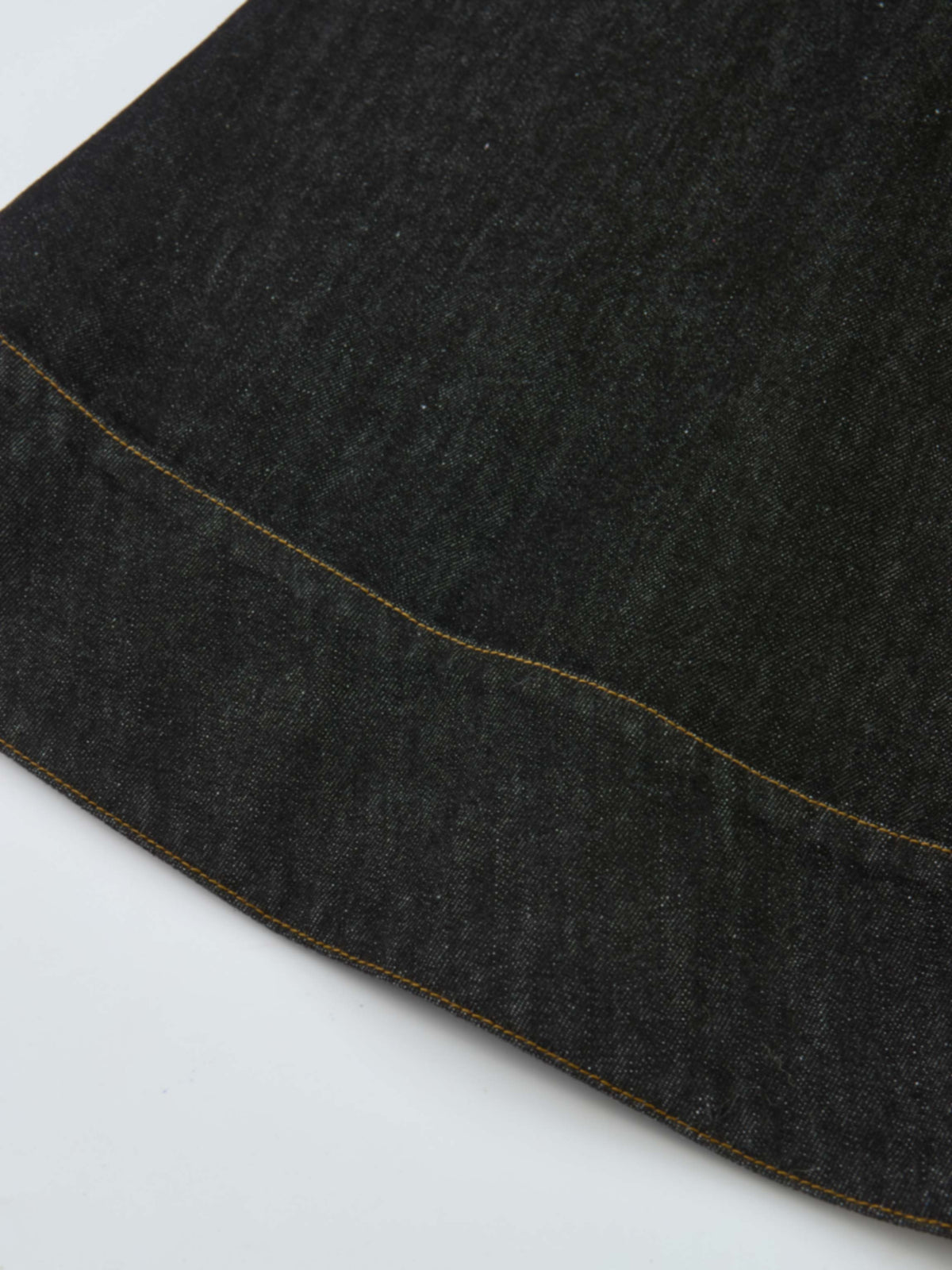 Belted Full Denim Skirt - Black
