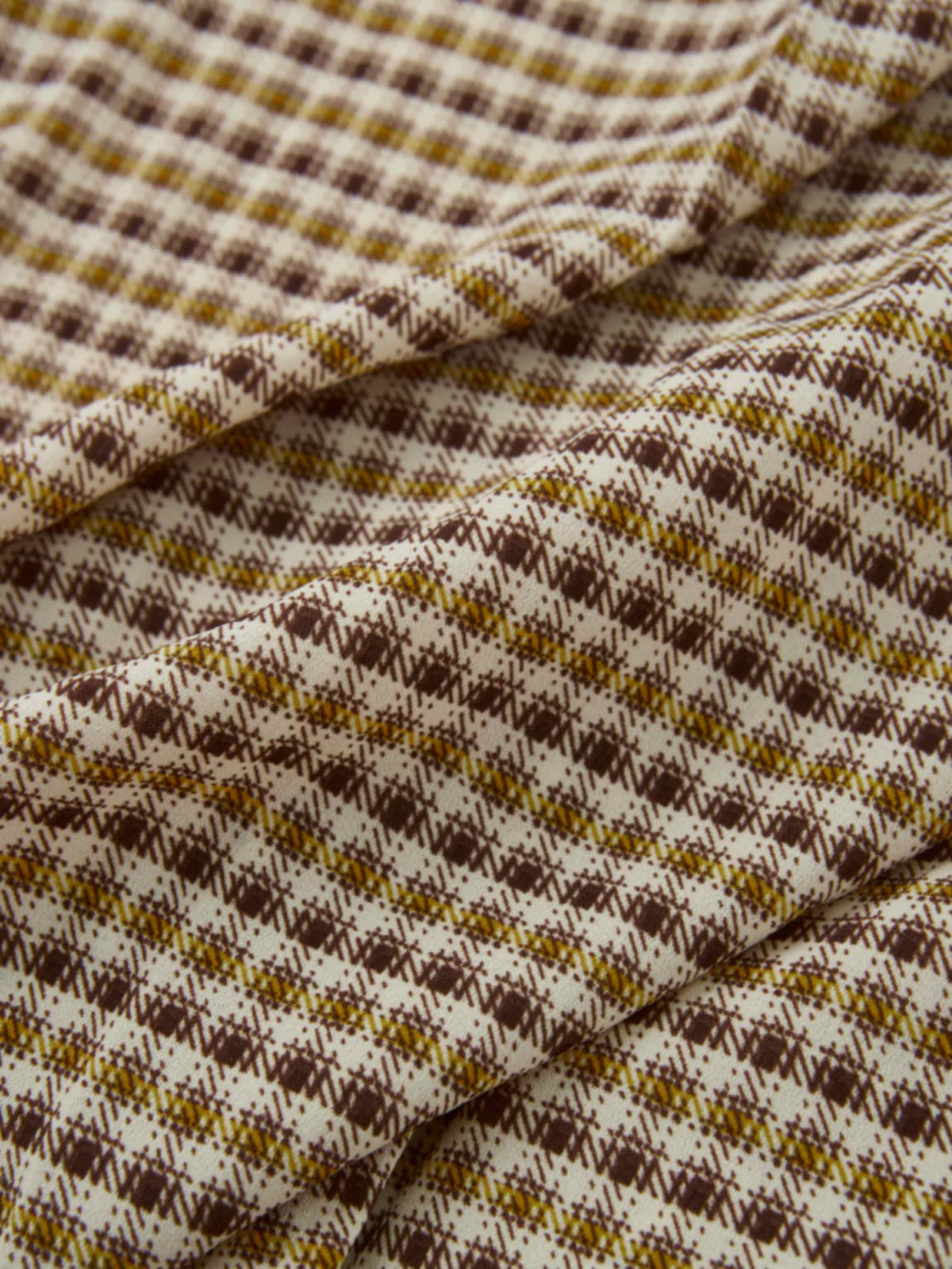 Plaid Stitch Down Pleat Skirt - Brown