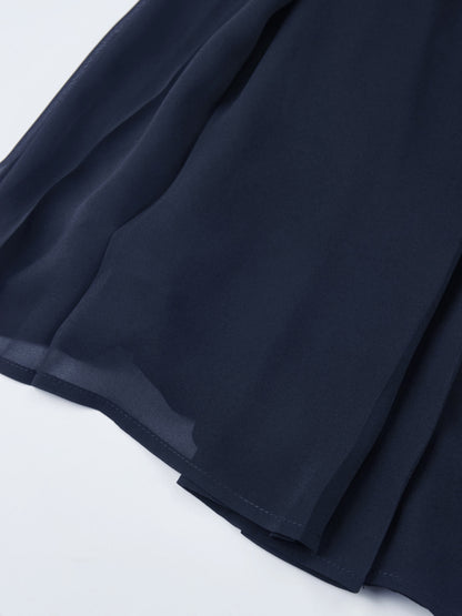 Chiffon Stitched Down Pleated Skirt - Navy