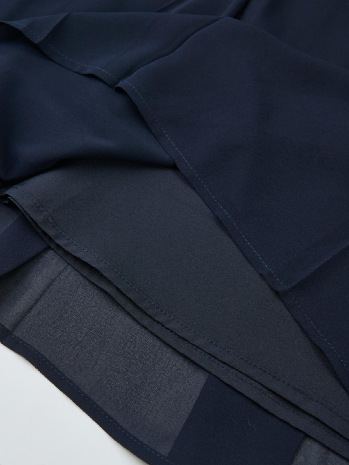 Chiffon Stitched Down Pleated Skirt - Navy