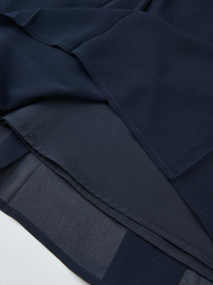 Chiffon Stitched Down Pleated Skirt - Navy