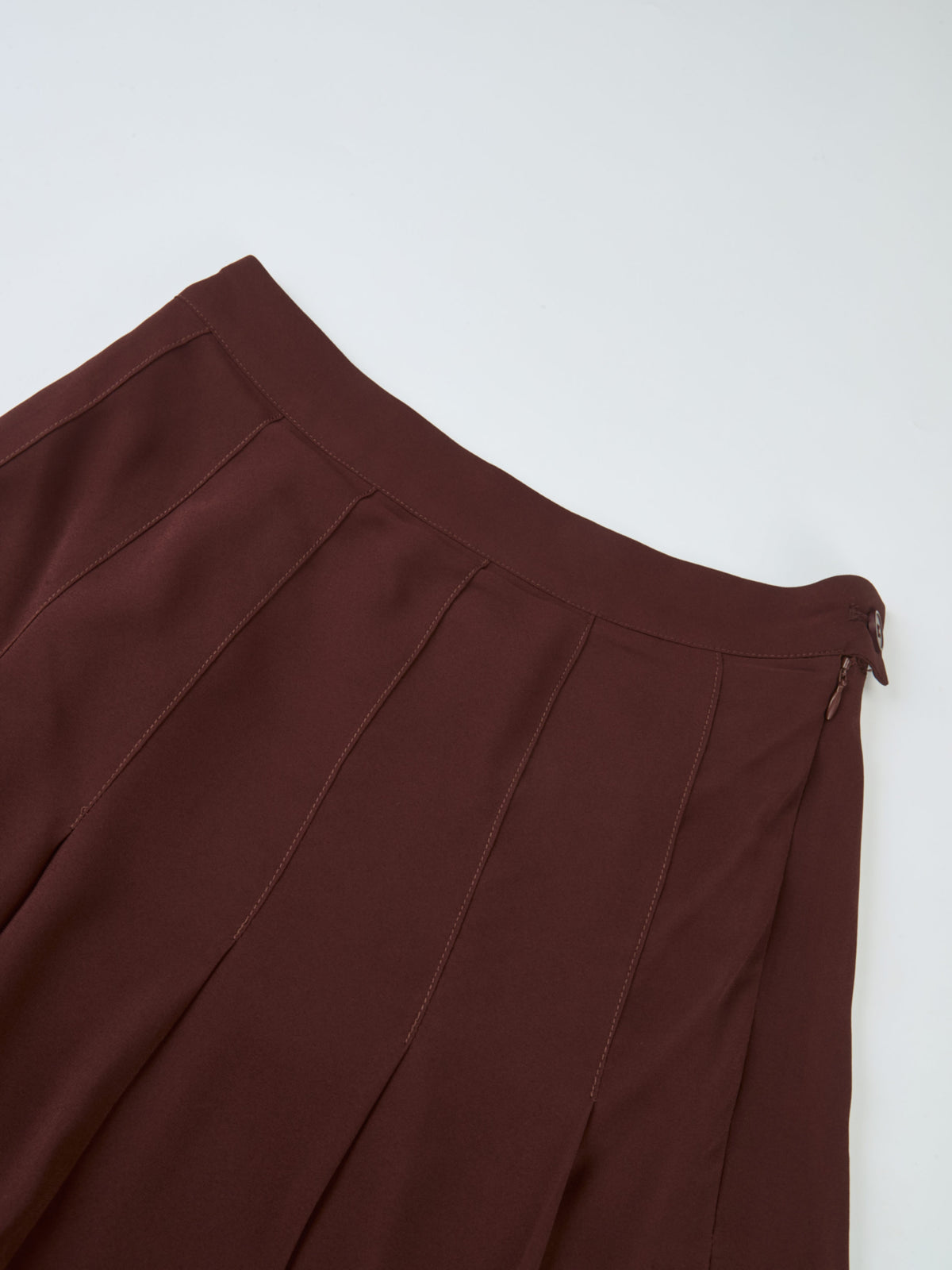 Chiffon Stitched Down Pleated Skirt - Brown