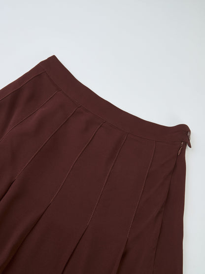 Chiffon Stitched Down Pleated Skirt - Brown