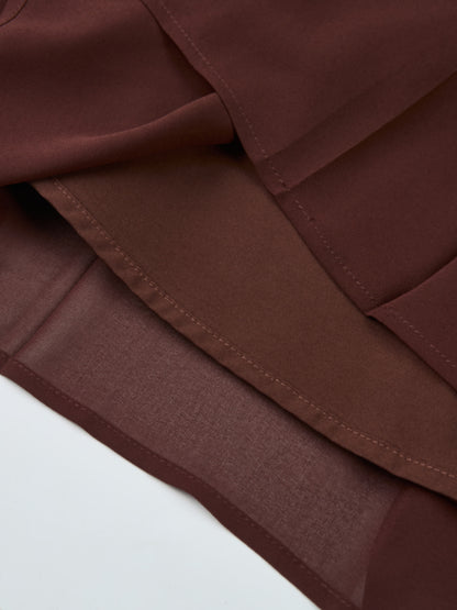Chiffon Stitched Down Pleated Skirt - Brown