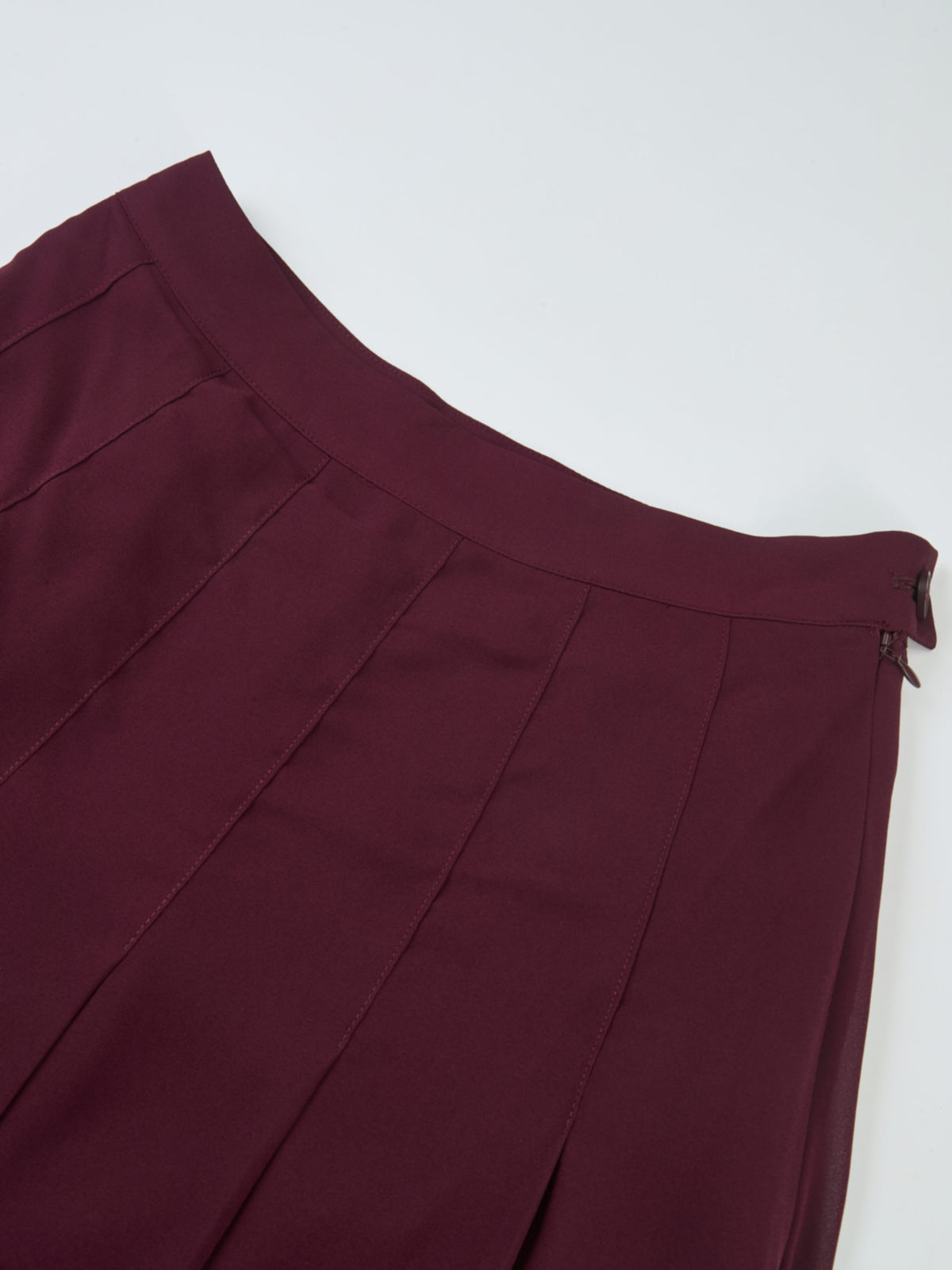 Chiffon Stitched Down Pleated Skirt - Burgundy