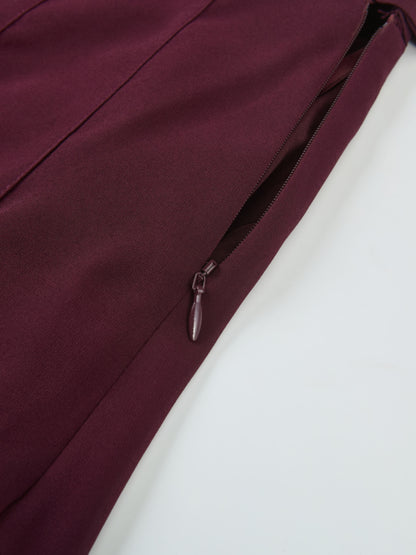 Chiffon Stitched Down Pleated Skirt - Burgundy