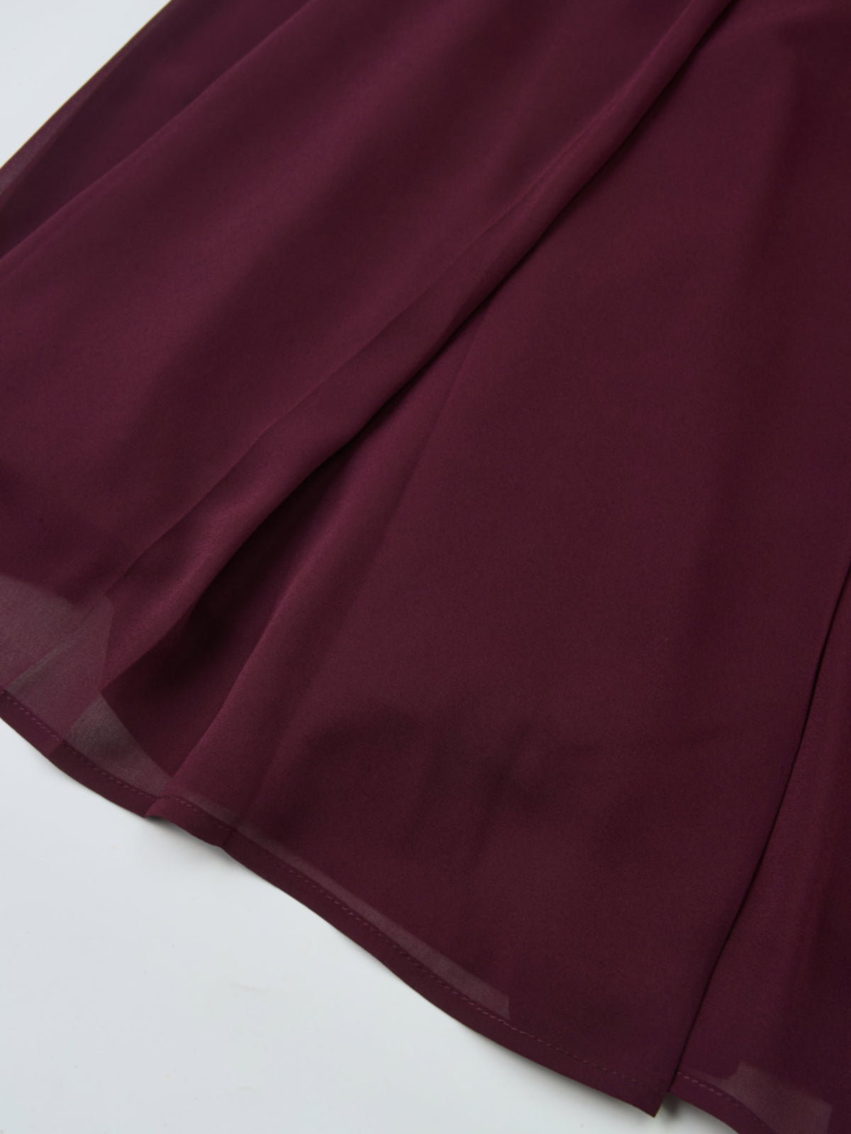 Chiffon Stitched Down Pleated Skirt - Burgundy