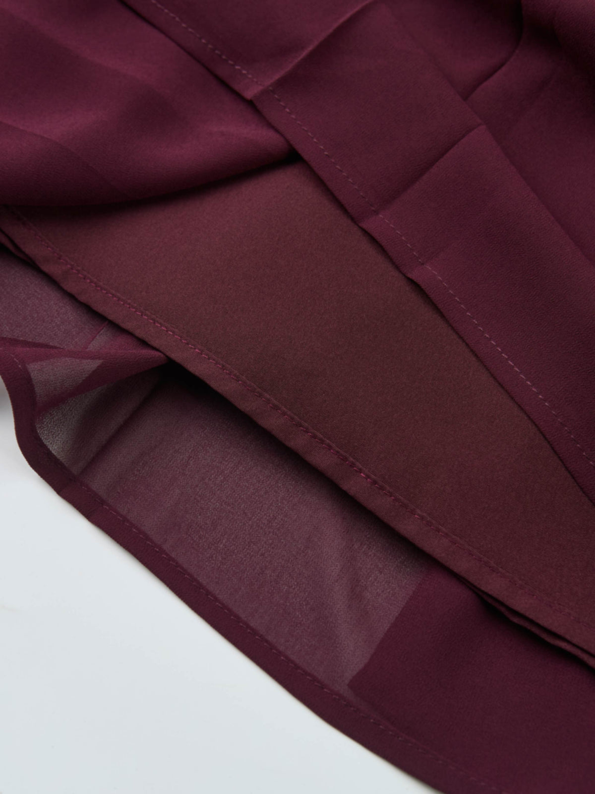 Chiffon Stitched Down Pleated Skirt - Burgundy