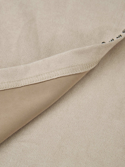 Faux Wrap Stud Skirt - Oatmeal