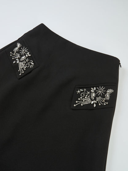 Aline Embelished Pocket Skirt - Black