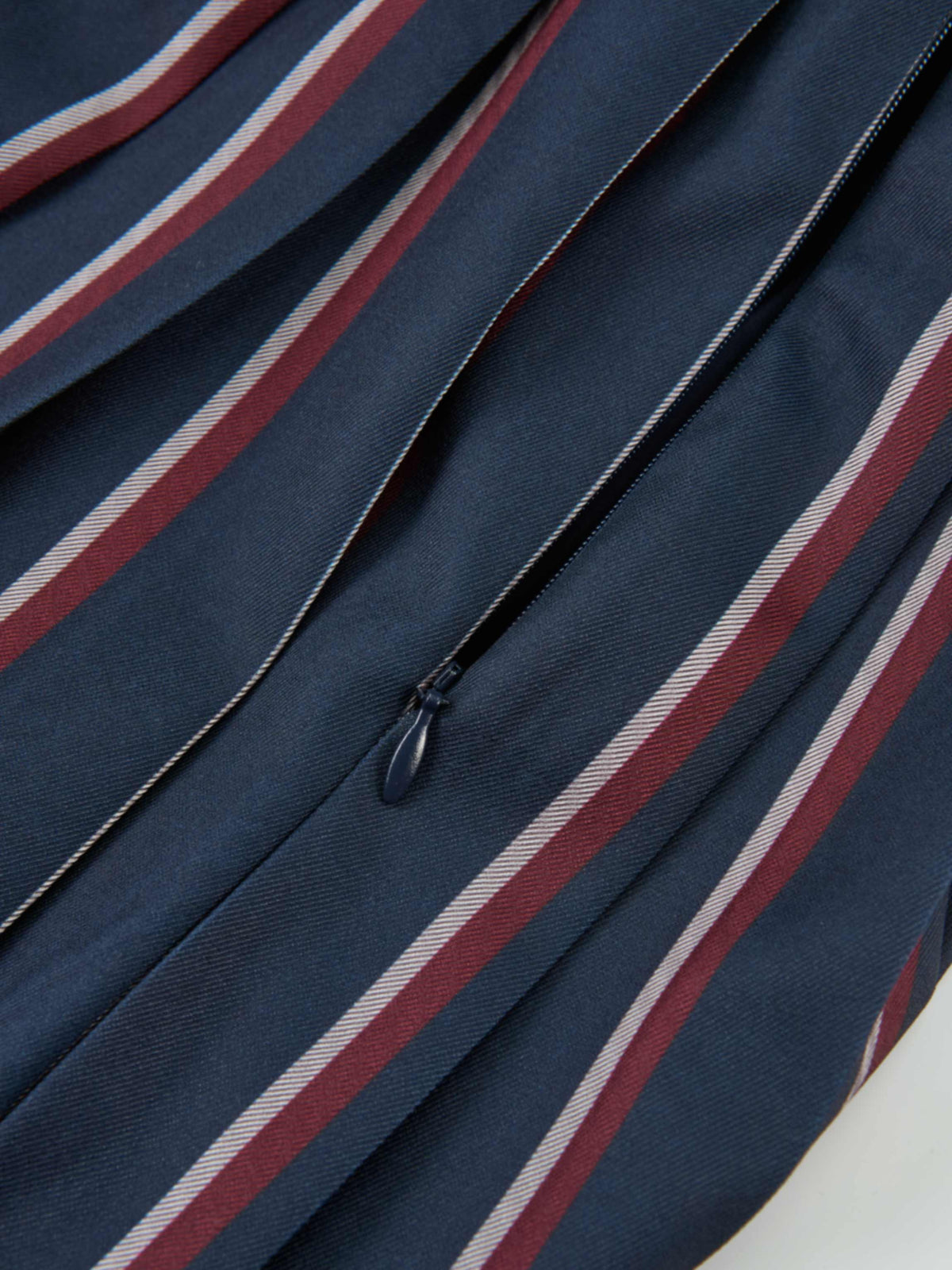 Pleated Waist Belted Skirt - Navy Stripe