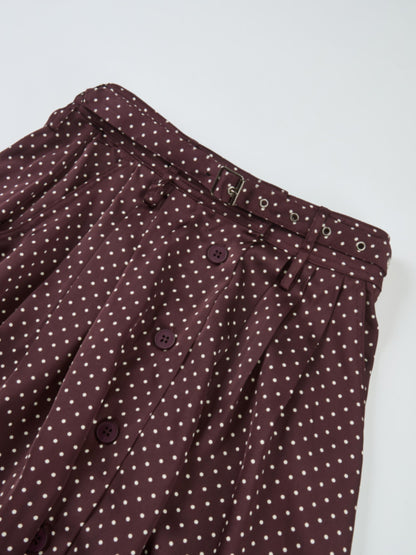 Mini Dot Double Belt Skirt - Burgundy