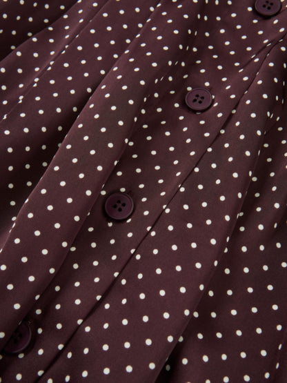 Mini Dot Double Belt Skirt - Burgundy