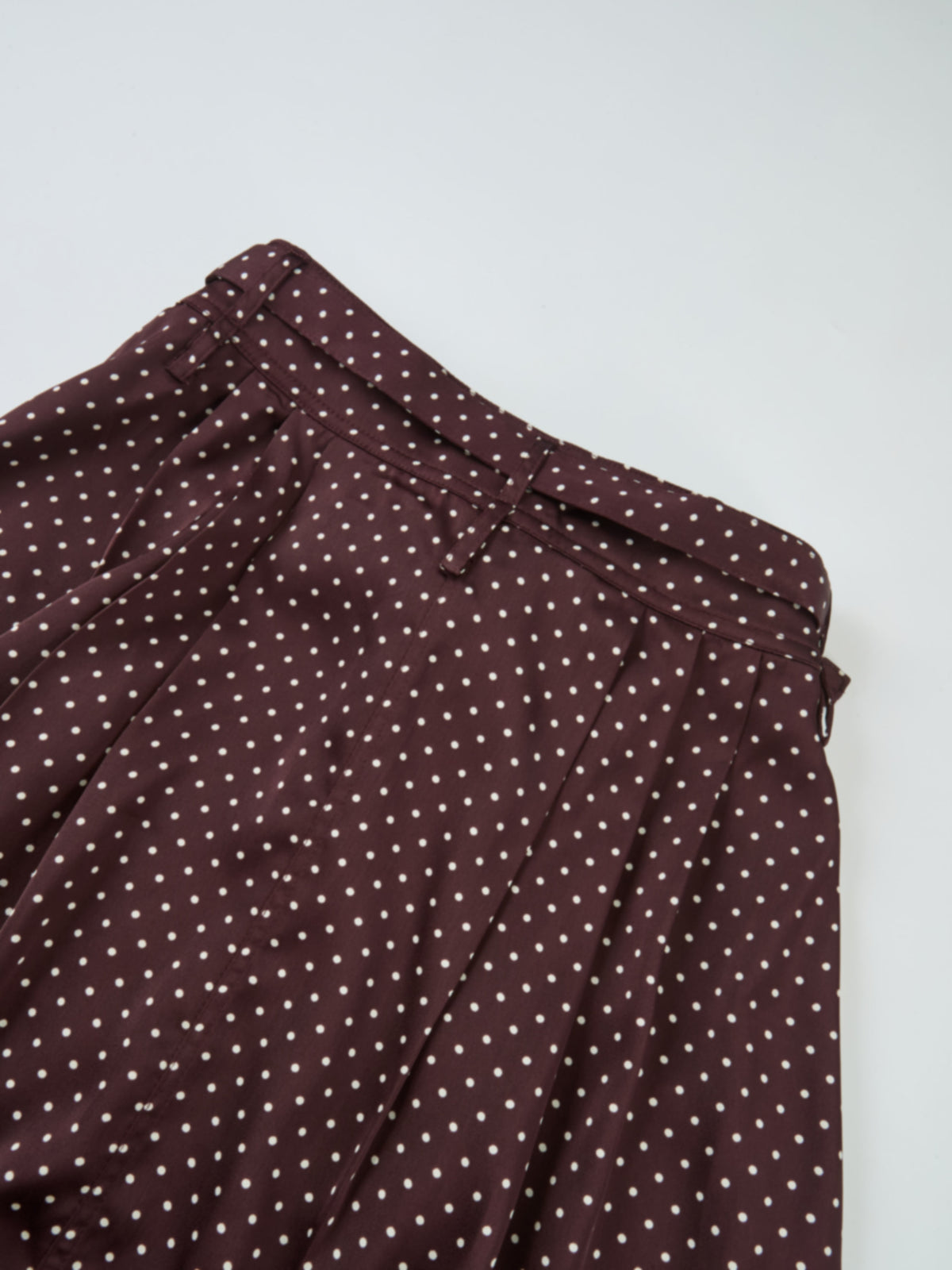 Mini Dot Double Belt Skirt - Burgundy