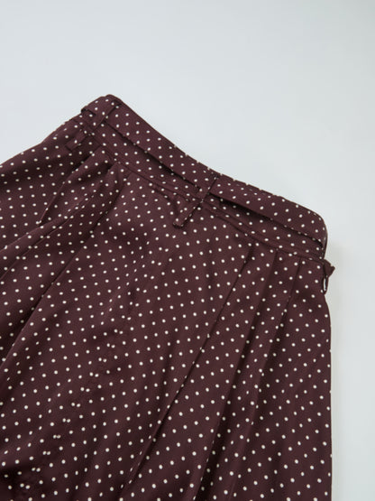 Mini Dot Double Belt Skirt - Burgundy