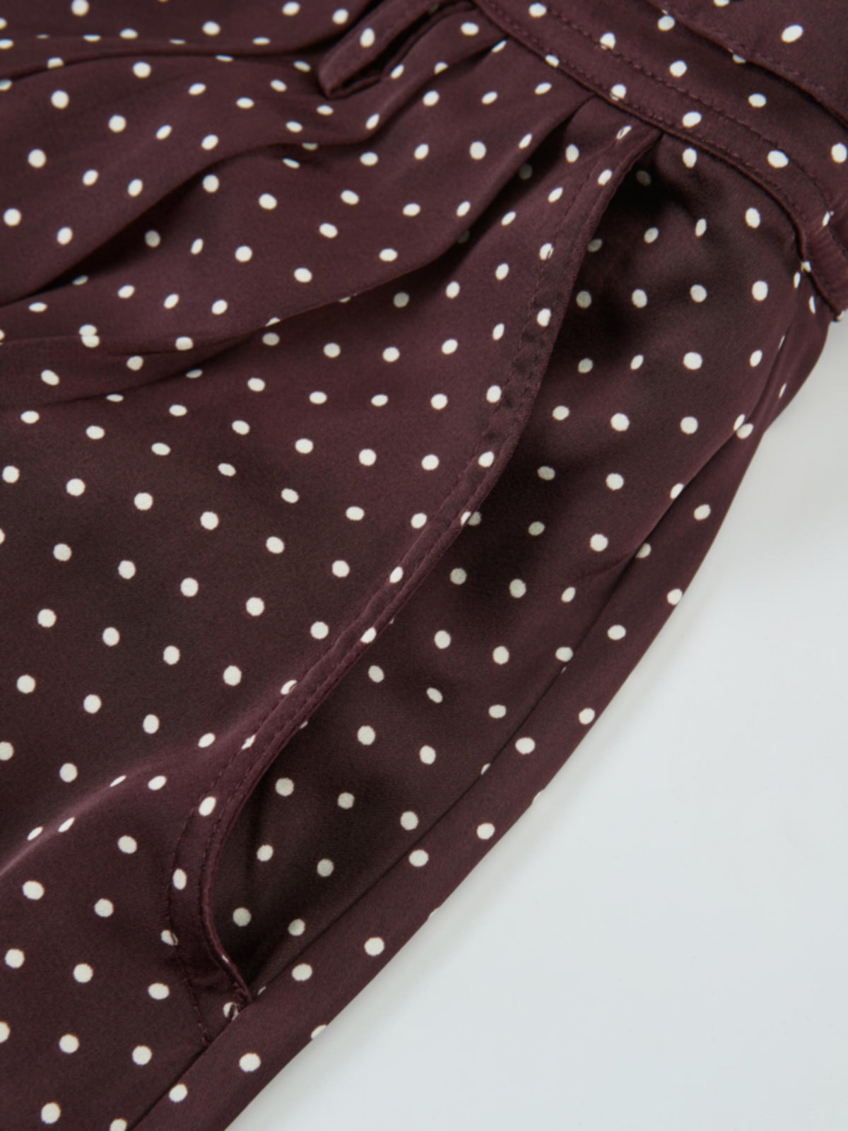 Mini Dot Double Belt Skirt - Burgundy