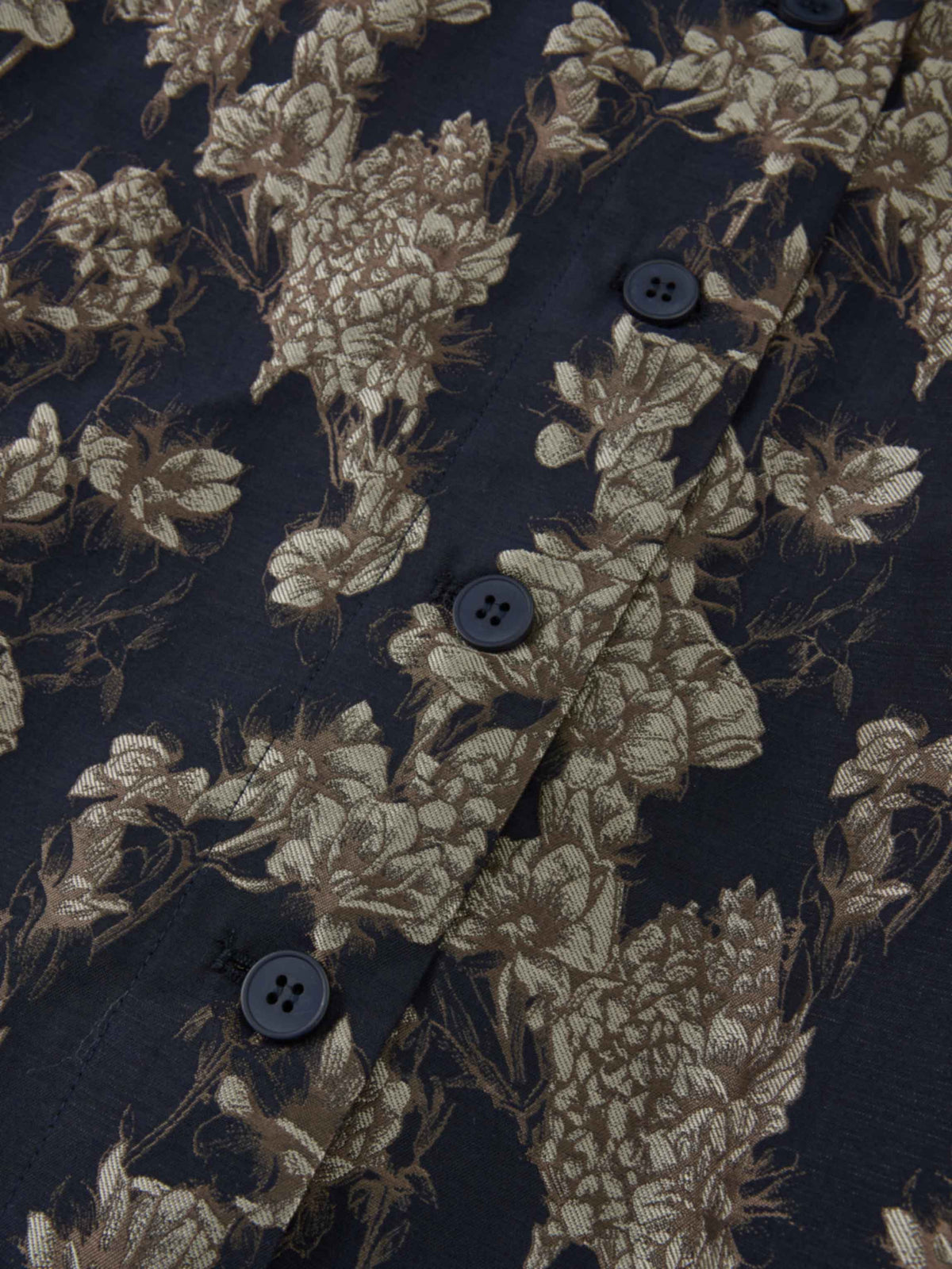 Brocade High Waist Belted Skirt - Navy Floral