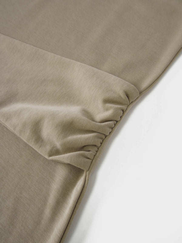 Side Tie T-Shirt Dress-Fawn