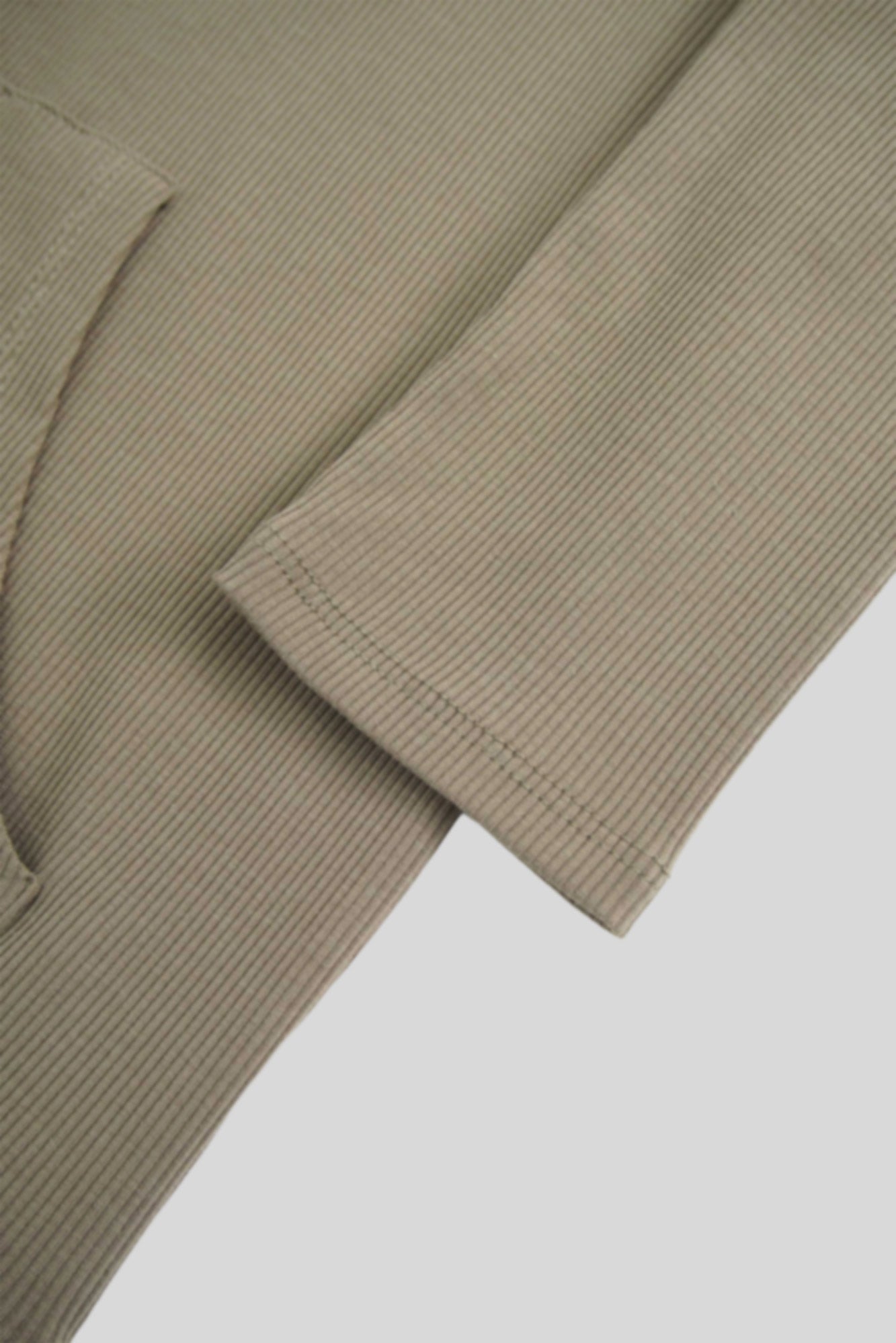 Ribbed Half Zip Hoodie Tee-Camouflage Green