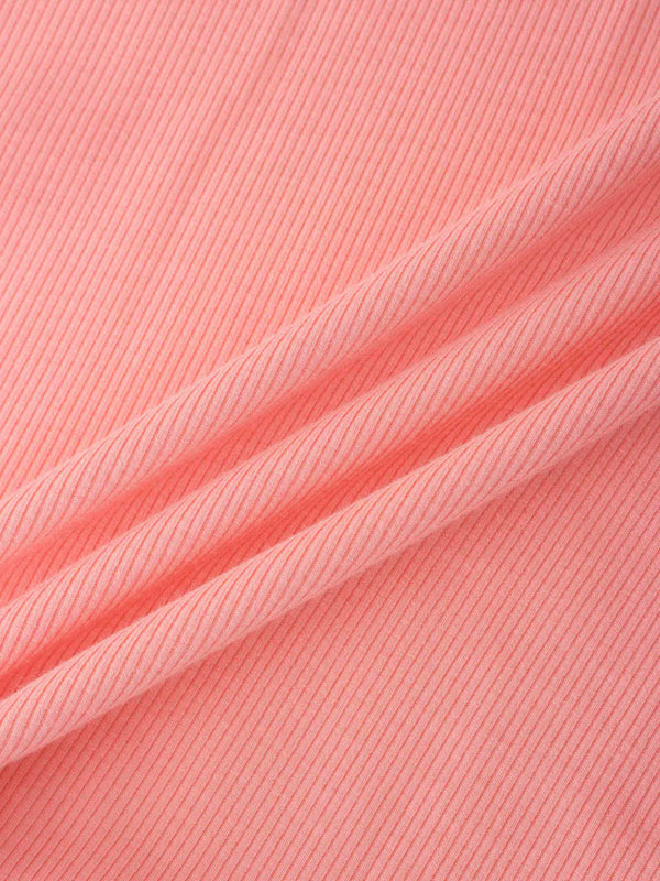 RIBBED HIGH V 3Q-PINK