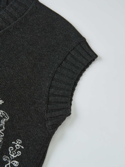 Embroiderered Vest - Grey
